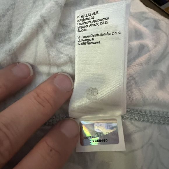 The North Face Fitted Tee White Floral T Shirt Short Sleeve V Neck Sz XL - Picture 8 of 12